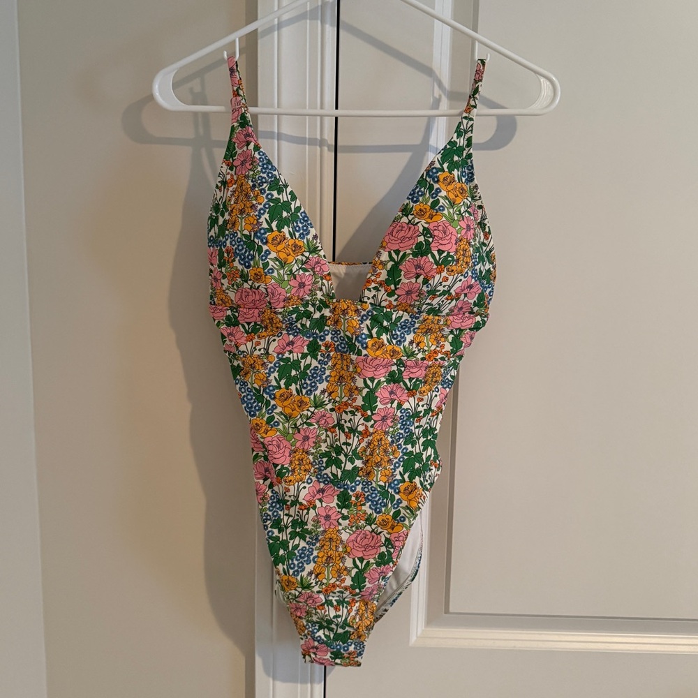 J.Crew Plunge One-Piece Swimsuit in Liberty Floral Print